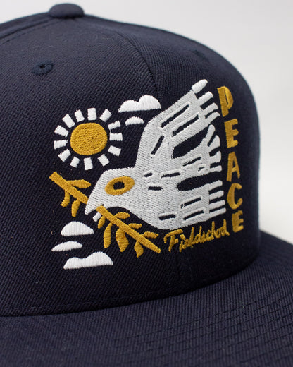 Peace Snapback Hat in Navy