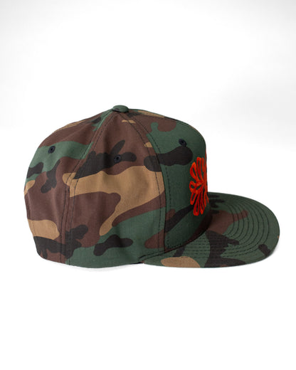 Frog and Fly Snapback Hat in Camo