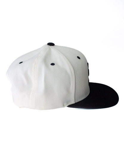 Fieldschool Sports Monogram Snapback Hat in Cream and Black