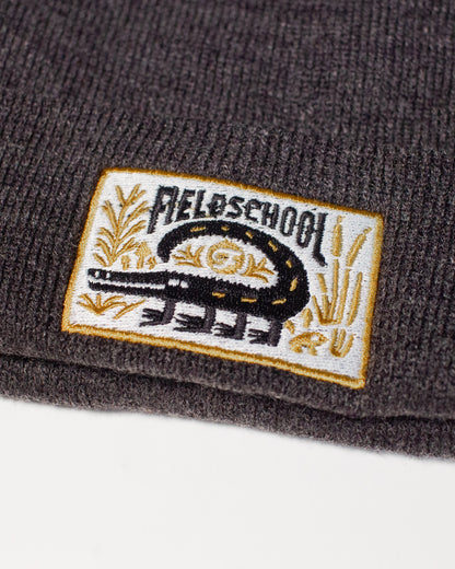 Alligator Beanie in Dark Gray