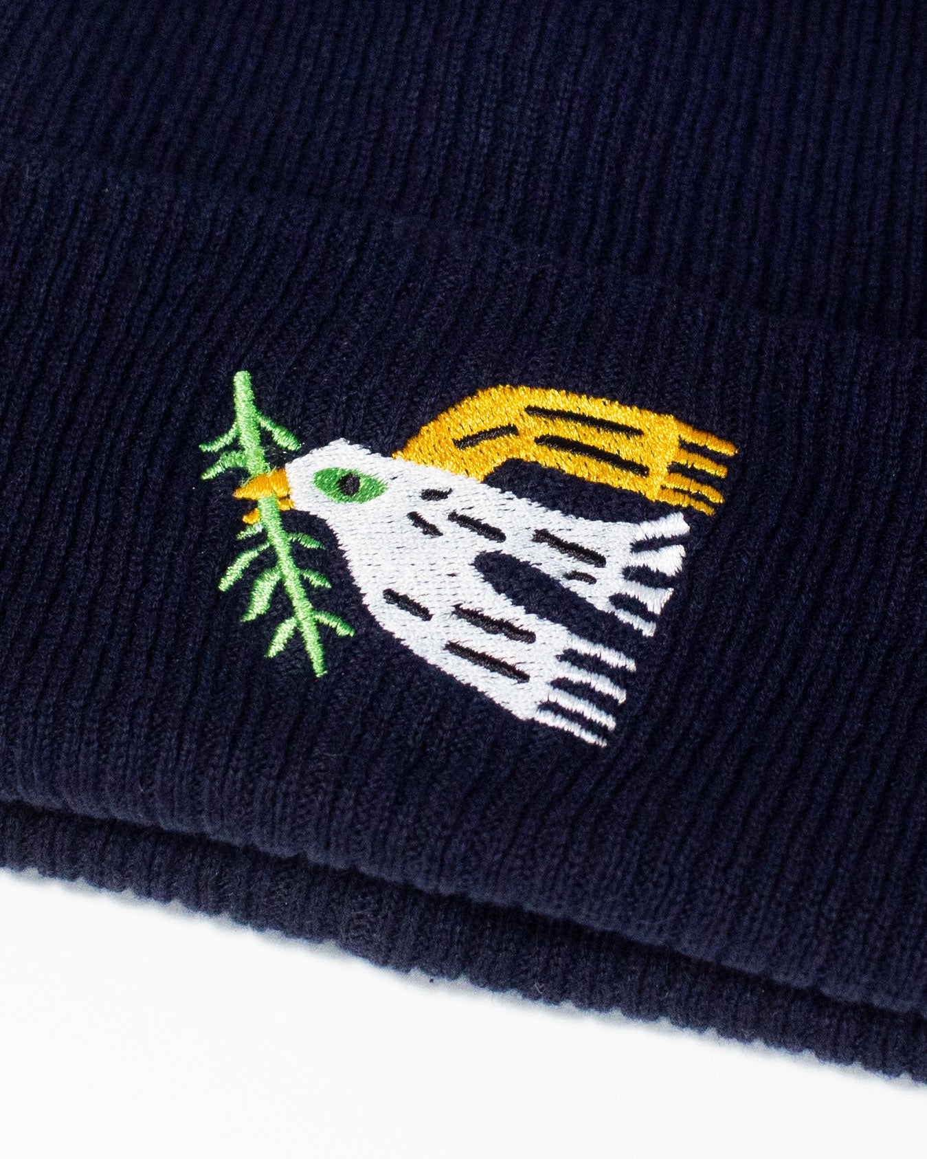 Dove and Branch Beanie in Navy