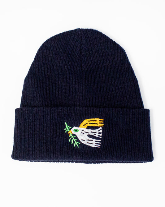 Dove and Branch Beanie in Navy