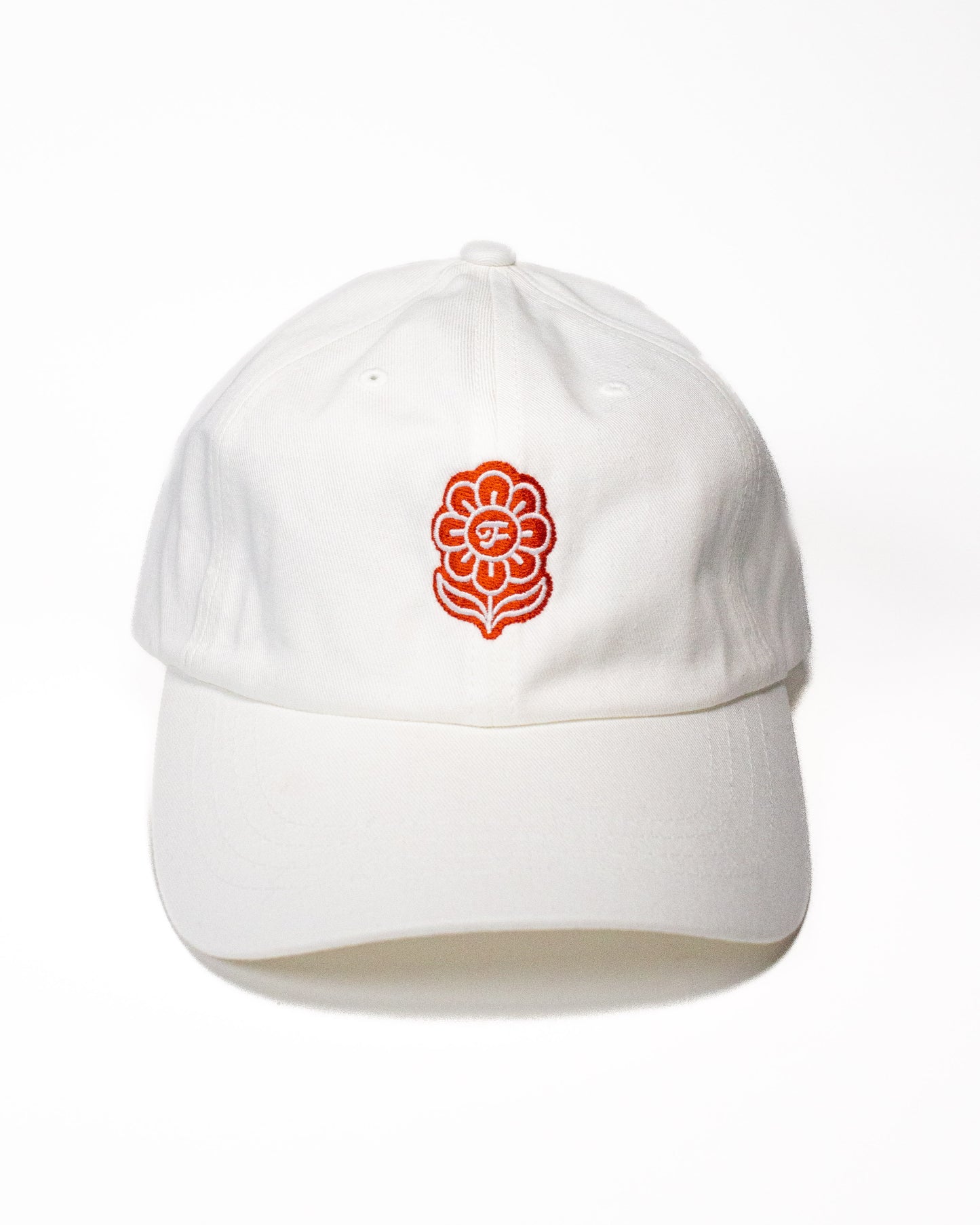 Flower Dad Hat in White