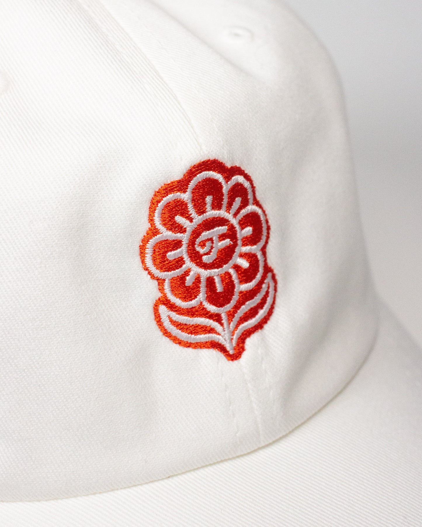 Flower Dad Hat in White
