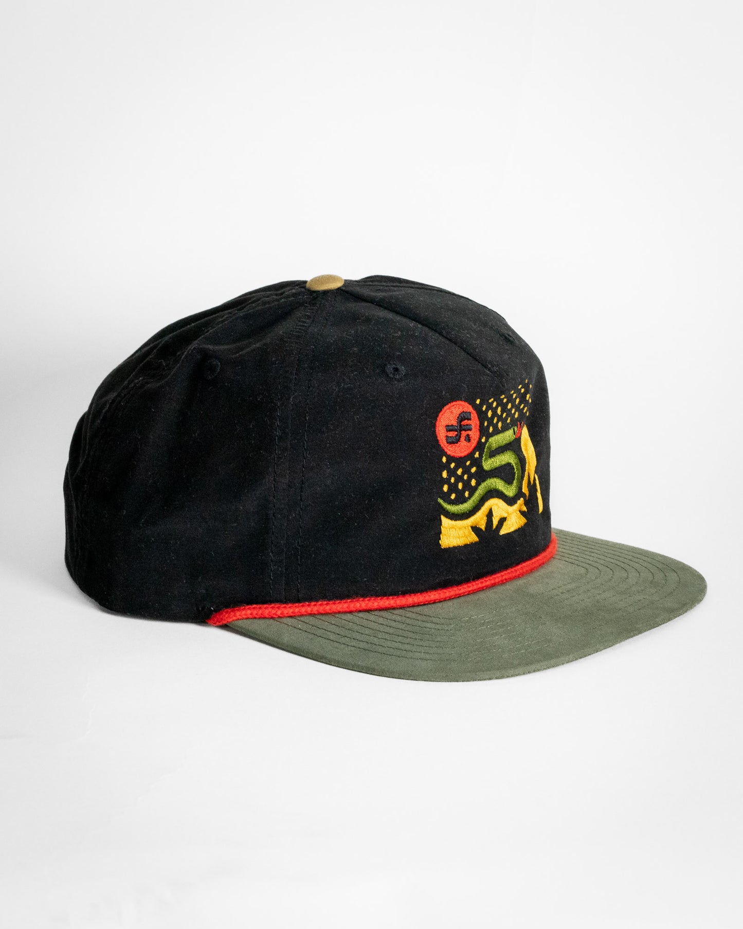 Desert Snake Cap in Black, Green and Red