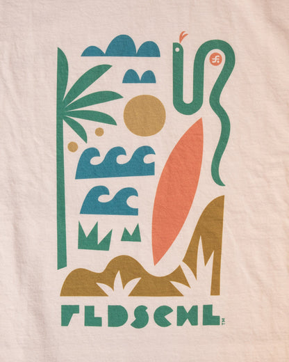 Surf and Snakes Tee in Tan