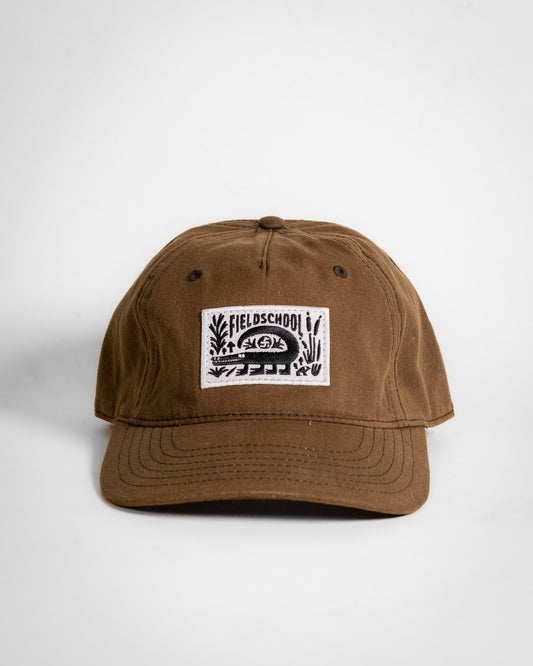 Fieldschool Alligator Cap in Brown Waxed Cotton