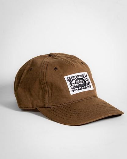 Fieldschool Alligator Cap in Brown Waxed Cotton