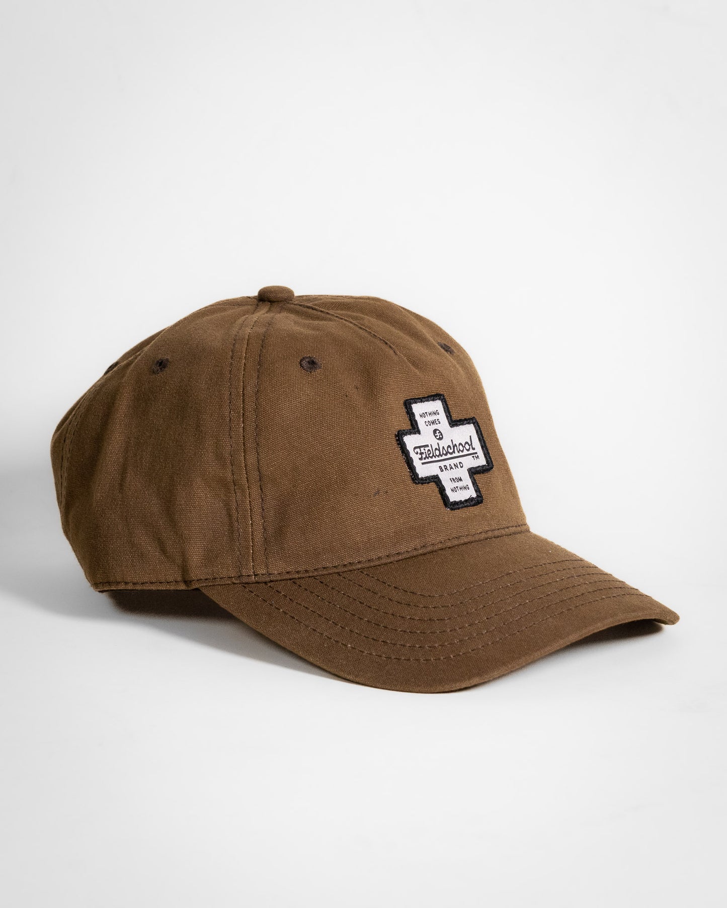 Fieldschool Cross Cap in Brown Waxed Cotton