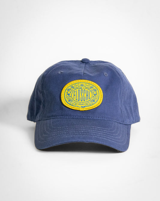 Fieldschool Palm Trees and Snakes Cap in Blue Waxed Cotton