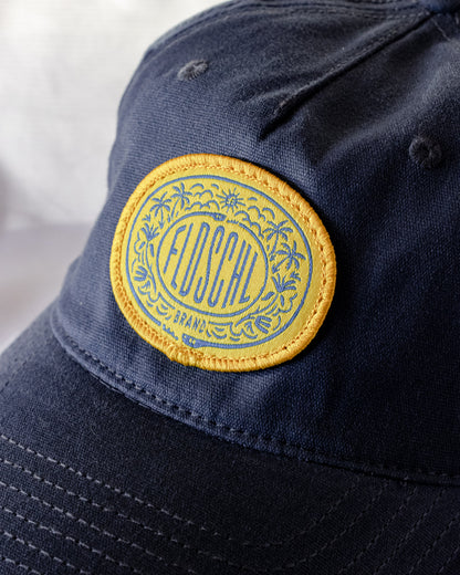 Fieldschool Palm Trees and Snakes Cap in Blue Waxed Cotton